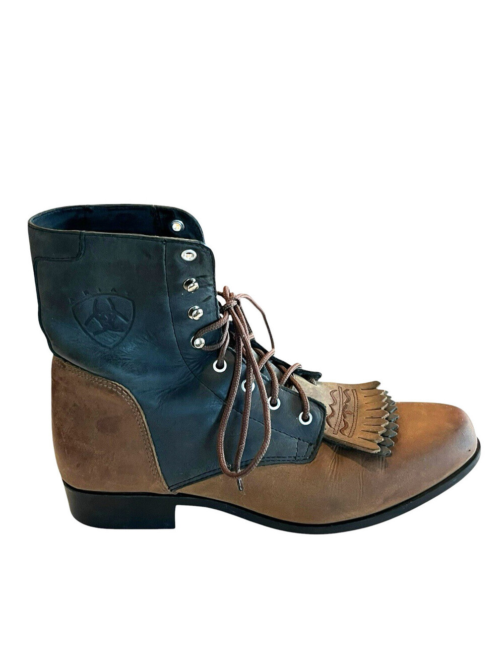 Ariat Boots Kiltie Lace up Womens Size 9M Vintage Brown and Black Ankle 3155.19